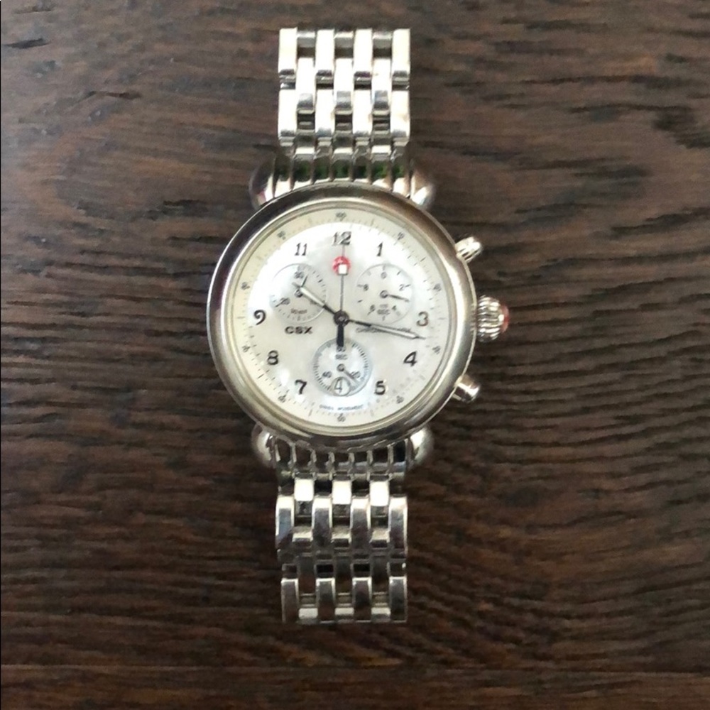 Michele CSX Watch with Silver Strap
